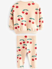 Red/Cream Cherry 2 Piece Baby Sweat & Leggings Set - Image 2 of 4