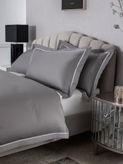 Set of 2 Grey Collection Luxe 600 Thread Count Embroidered Border 100% Cotton Pillowcases - Image 1 of 1
