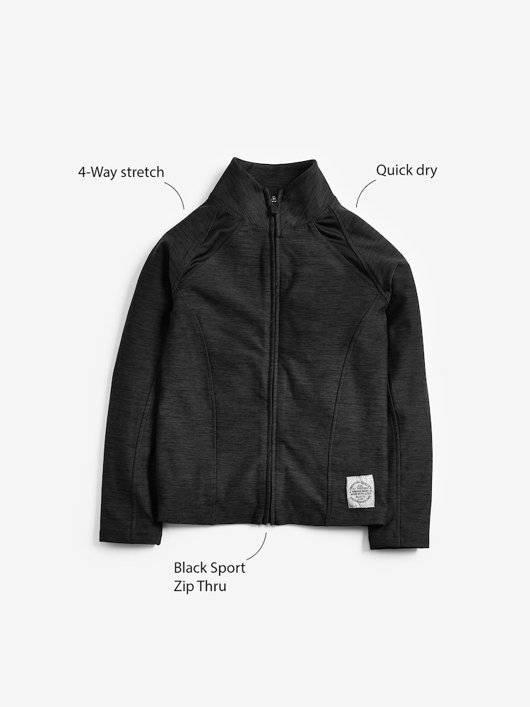 Schwarz meliert - Sportliche Jacke mit durchgehendem Reißverschluss (3—16 Jahre) - Bild 9 von 9 Schwarz meliert - Sportliche Jacke mit durchgehendem Reißverschluss (3—16 Jahre) - Bild 9 von 9