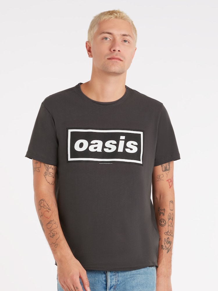 Amplified Grey Oasis Logo 100% Cotton T-Shirt - Image 1 of 4