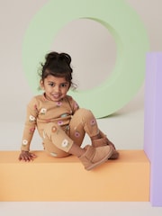 Ocker-/Creamfarbene Pastellblumen - Gerippte Jerseyleggings (3 Monate bis 7 Jahre) - Bild 3 von 6