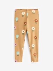 Ocker-/Creamfarbene Pastellblumen - Gerippte Jerseyleggings (3 Monate bis 7 Jahre) - Bild 4 von 6