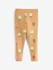 Ocker-/Creamfarbene Pastellblumen - Gerippte Jerseyleggings (3 Monate bis 7 Jahre) - Bild 5 von 6