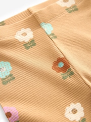 Ocker-/Creamfarbene Pastellblumen - Gerippte Jerseyleggings (3 Monate bis 7 Jahre) - Bild 6 von 6