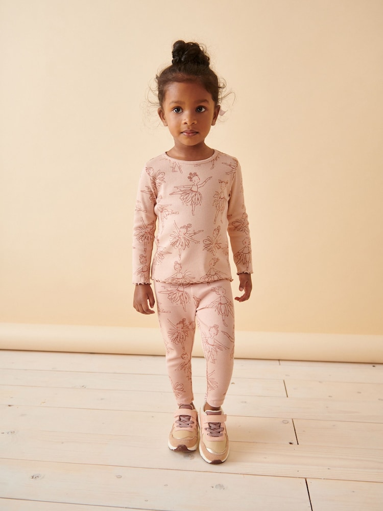 Pink Ballet Rib Jersey Leggings (3mths-7yrs) - Image 2 of 7