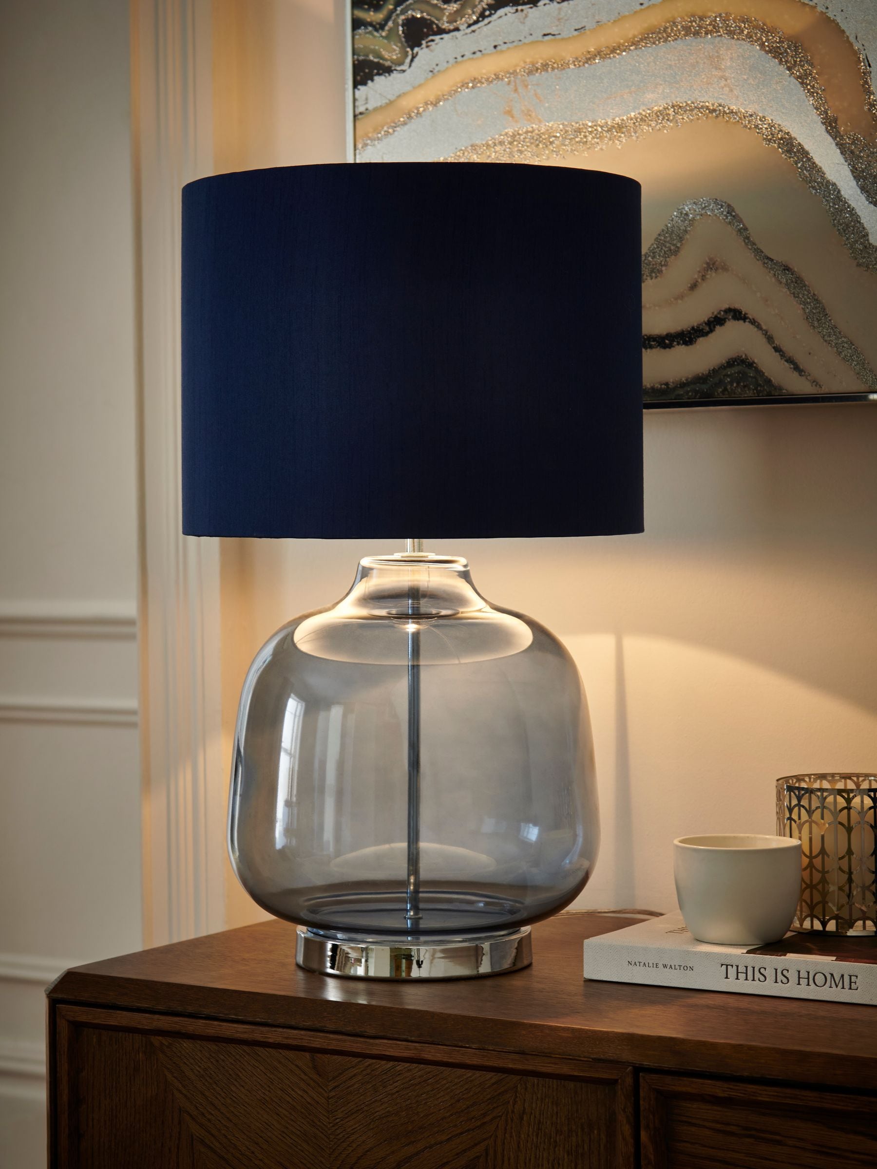 Large navy lamp discount
