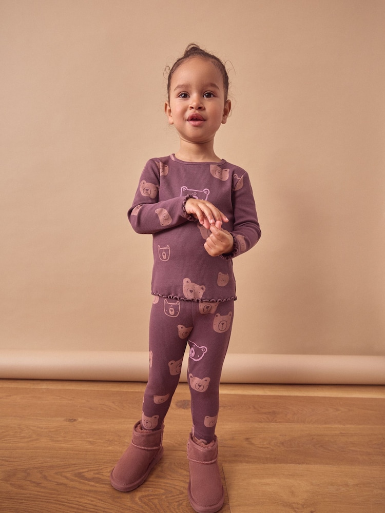 Schokoladenbraun mit Bärenmotiv - Gerippte Jerseyleggings (3 Monate bis 7 Jahre) - Bild 2 von 6 Schokoladenbraun mit Bärenmotiv - Gerippte Jerseyleggings (3 Monate bis 7 Jahre) - Bild 2 von 6
