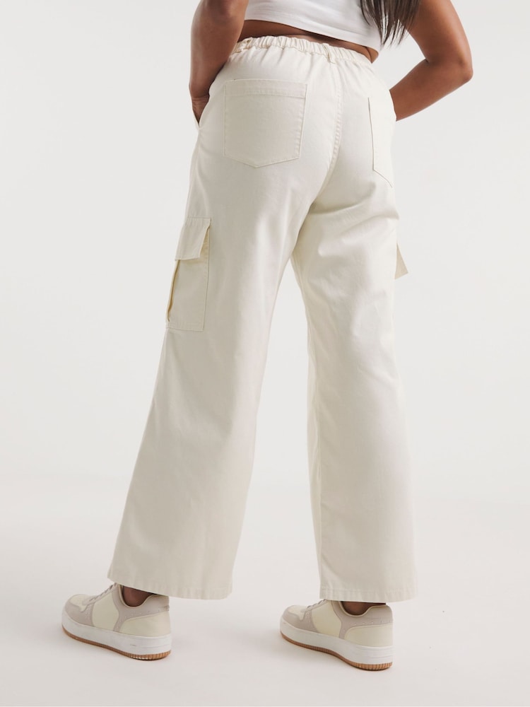 Simply Be Cream Cargo Utility Trousers - Image 2 of 4