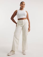 Simply Be Cream Cargo Utility Trousers - Image 3 of 4
