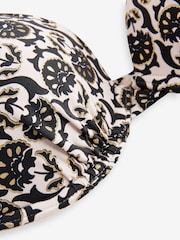 Ecru/Black Foil Woodblock Padded Shaping Wired Halter Bikini Top - Image 8 of 8