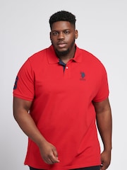 U.S. Polo Assn. Red Big & Tall Mens Player 3 100% Cotton Logo Pique Polo Shirt - Image 1 of 6
