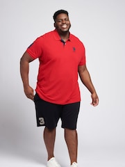 U.S. Polo Assn. Red Big & Tall Mens Player 3 100% Cotton Logo Pique Polo Shirt - Image 3 of 6