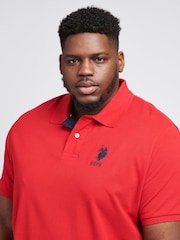 U.S. Polo Assn. Red Big & Tall Mens Player 3 100% Cotton Logo Pique Polo Shirt - Image 4 of 6