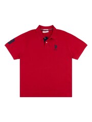 U.S. Polo Assn. Red Big & Tall Mens Player 3 100% Cotton Logo Pique Polo Shirt - Image 5 of 6