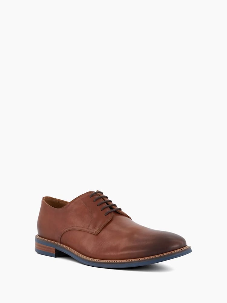 Dune London Brown Standard Fit Stanleyy Soft Leather Gibson Shoes - Image 2 of 5 Dune London Brown Standard Fit Stanleyy Soft Leather Gibson Shoes - Image 2 of 5