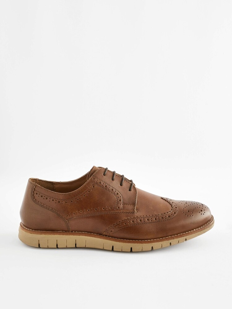 Tan Brown Leather Motionflex Brogues - Image 2 of 6
