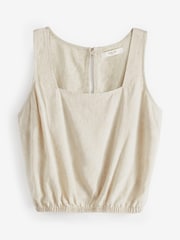 Natural Summer Square Neck Top with Linen - Image 4 of 5