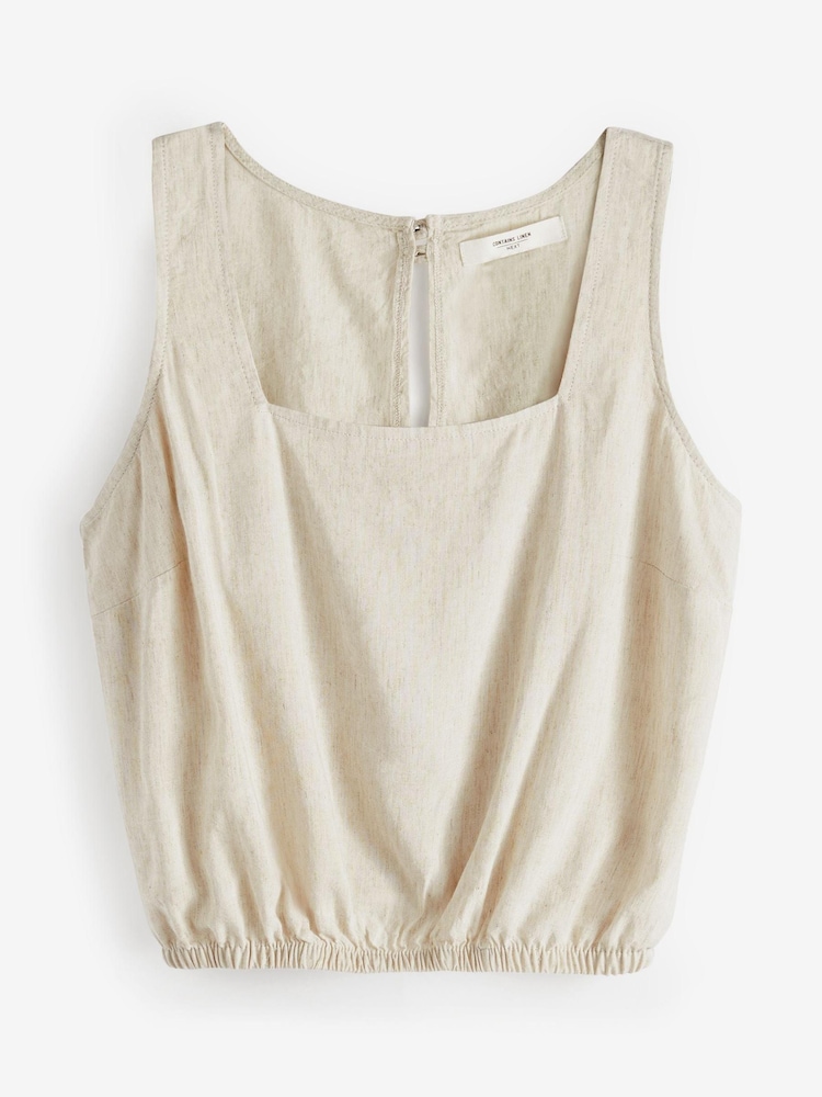 Natural Summer Square Neck Top with Linen - Image 4 of 5