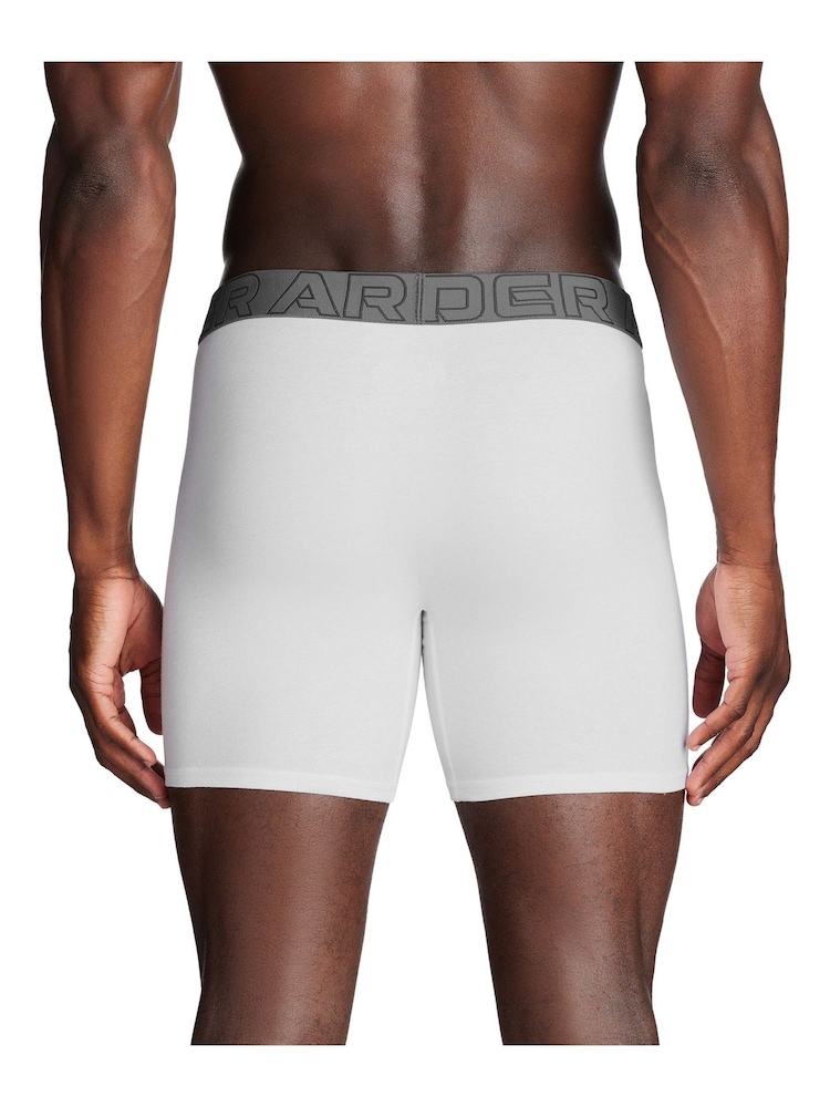 Under Armour White 100% Cotton Performance Boxers 3 Pack - Image 3 of 3