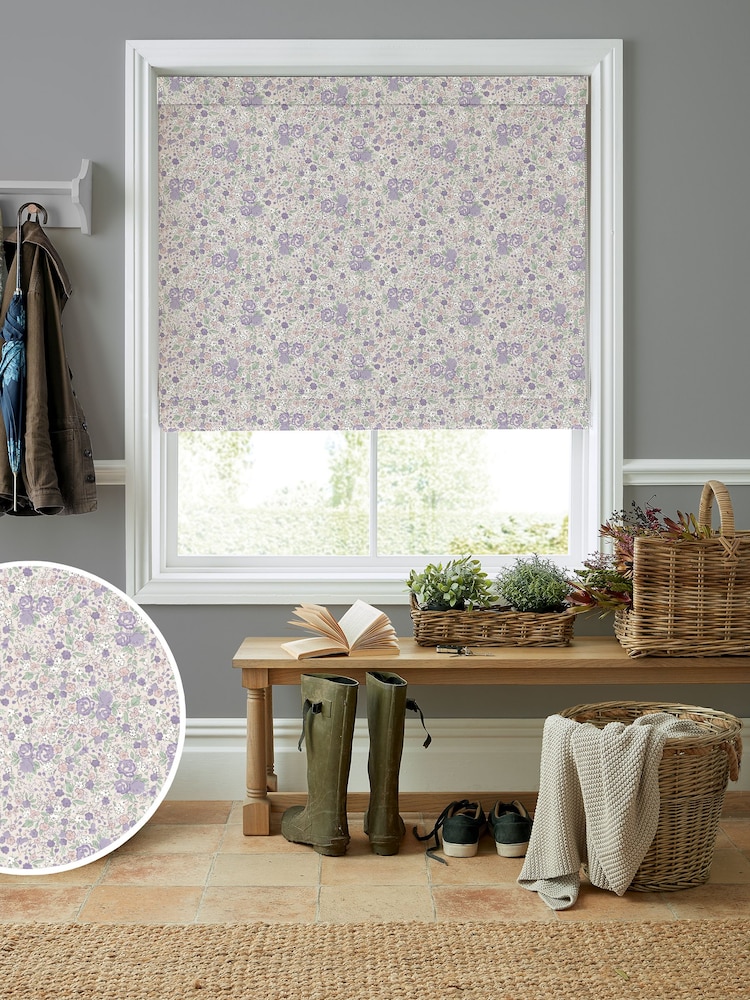 Laura Ashley Lavender Rowena Made to Measure 100% Cotton Roman Blinds - Image 1 of 6