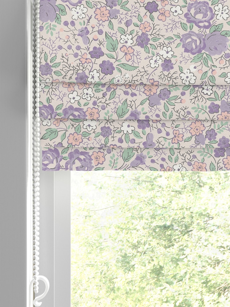 Laura Ashley Lavender Rowena Made to Measure 100% Cotton Roman Blinds - Image 2 of 6