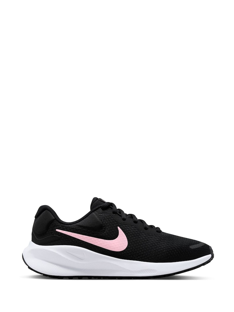 Nike Black/Pink Revolution 7 Road Running Trainers - Image 2 of 12