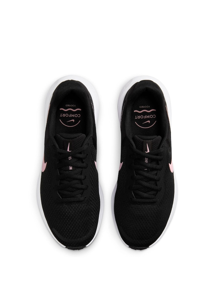 Nike Black/Pink Revolution 7 Road Running Trainers - Image 8 of 12