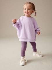 Purple Relaxed Fit 100% Cotton Sweater And Leggings Set (3mths-7yrs) - Image 2 of 6