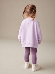 Purple Relaxed Fit 100% Cotton Sweater And Leggings Set (3mths-7yrs) - Image 3 of 6