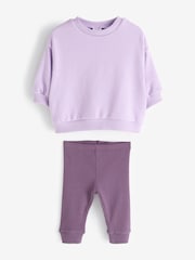 Purple Relaxed Fit 100% Cotton Sweater And Leggings Set (3mths-7yrs) - Image 4 of 6