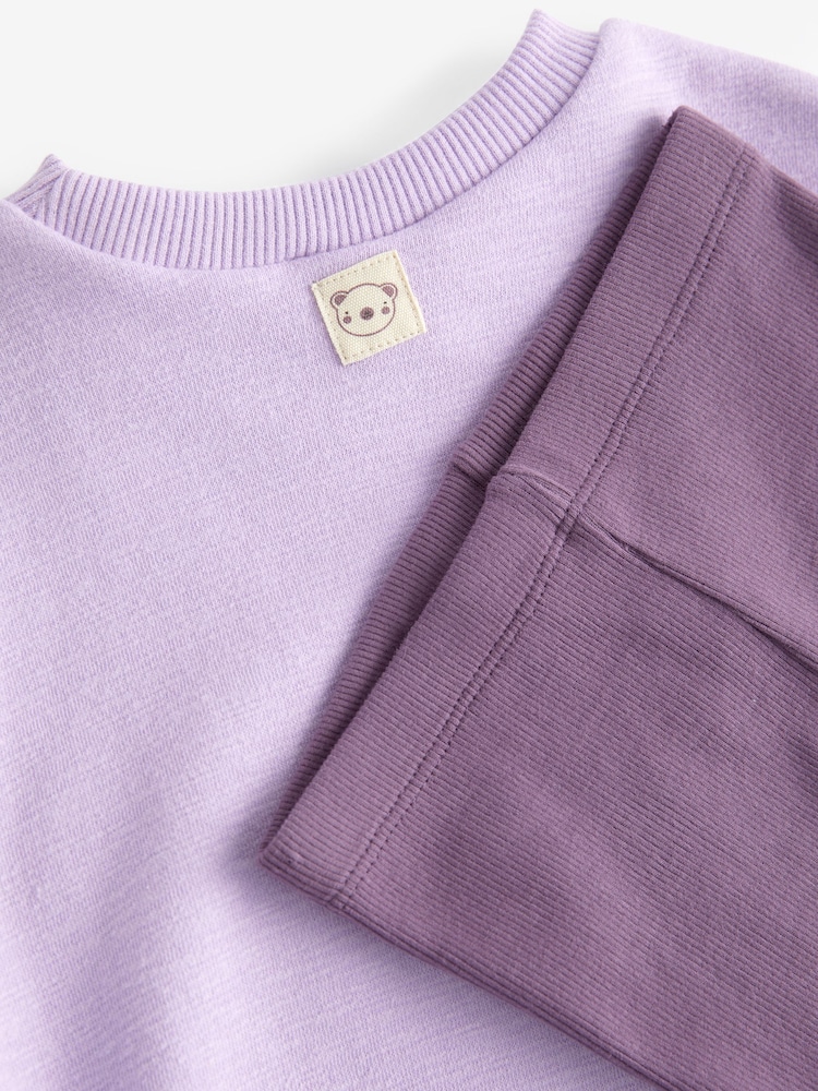 Purple Relaxed Fit 100% Cotton Sweater And Leggings Set (3mths-7yrs) - Image 6 of 6