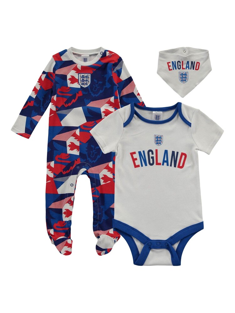 Fanatics Baby England Mash Up 100% Cotton White Sleepsuit - Image 1 of 4