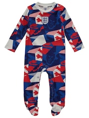 Fanatics Baby England Mash Up 100% Cotton White Sleepsuit - Image 2 of 4