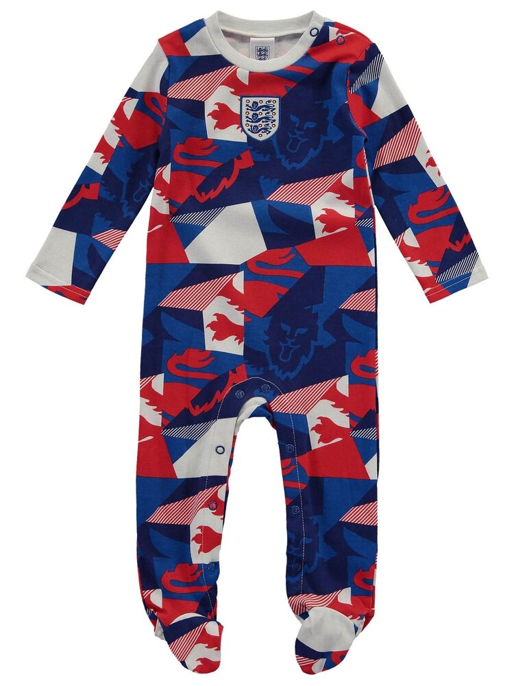 Fanatics Baby England Mash Up 100% Cotton White Sleepsuit - Image 2 of 4