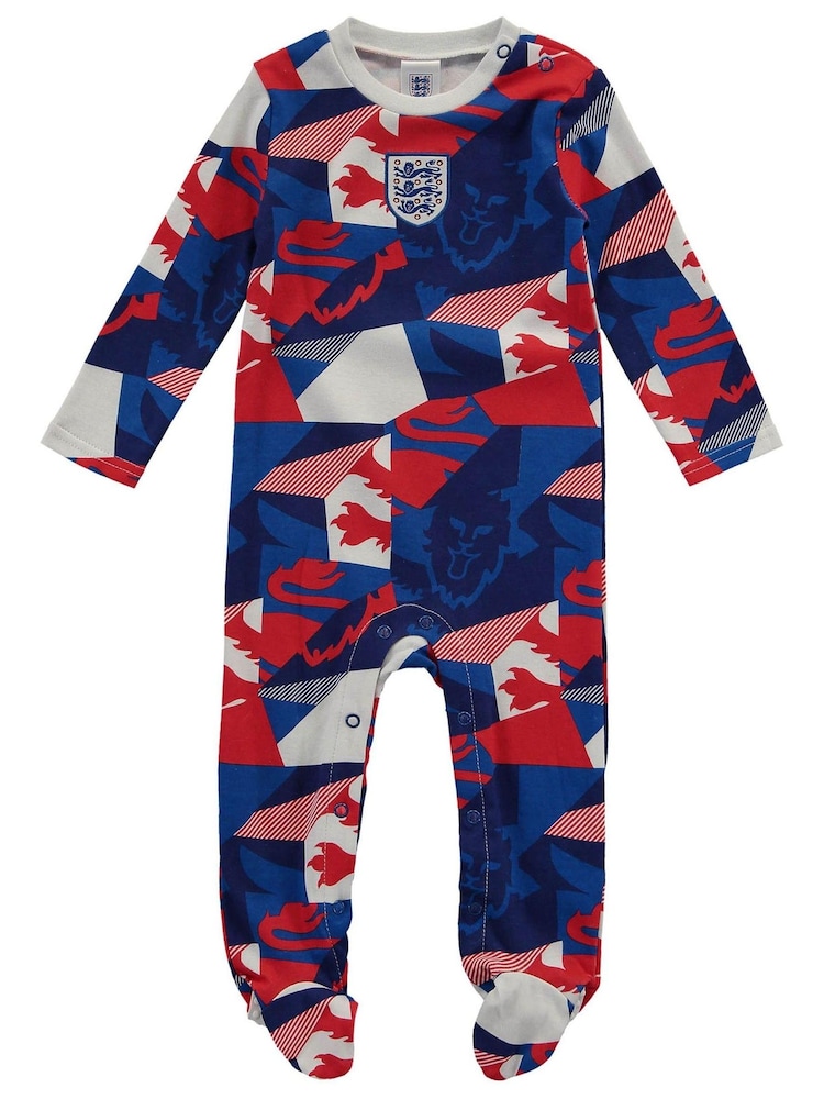 Fanatics Baby England Mash Up 100% Cotton White Sleepsuit - Image 2 of 4 Fanatics Baby England Mash Up 100% Cotton White Sleepsuit - Image 2 of 4