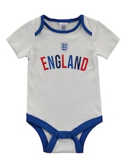 Fanatics Baby England Mash Up 100% Cotton White Sleepsuit - Image 3 of 4