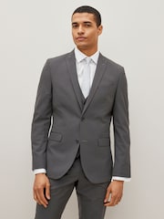 Charcoal Grey Slim Fit Two Button Suit Jacket - Image 1 of 11
