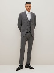 Charcoal Grey Slim Fit Two Button Suit Jacket - Image 4 of 11