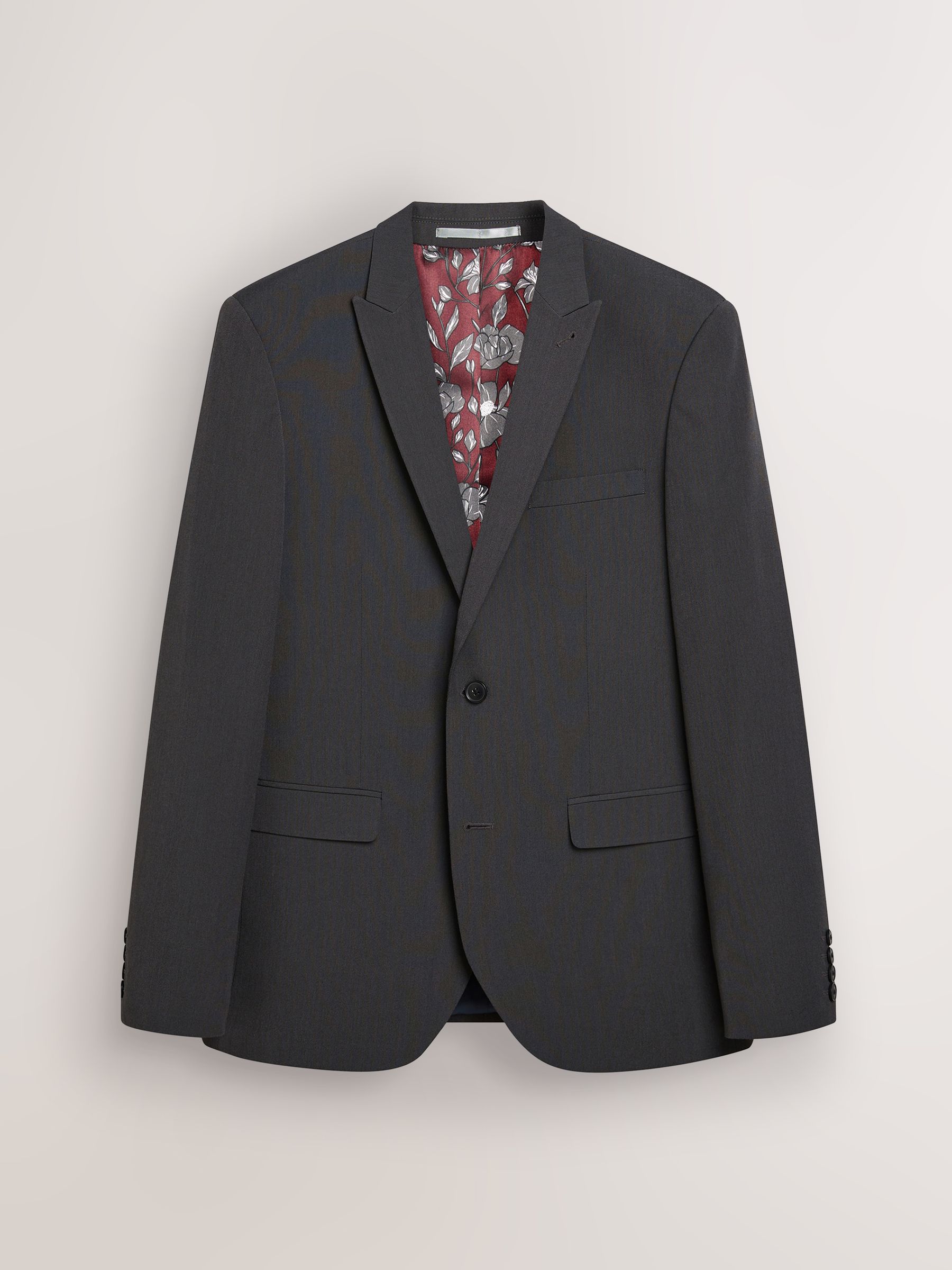 Modern Fit Wool Feel Two Button Jacket with Suit Charcoal