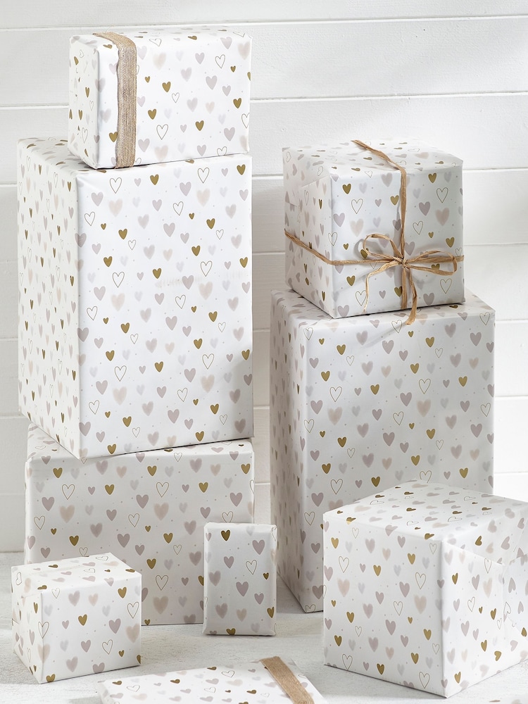 Natural Hearts 10 Metre Wrapping Paper - Image 1 of 4