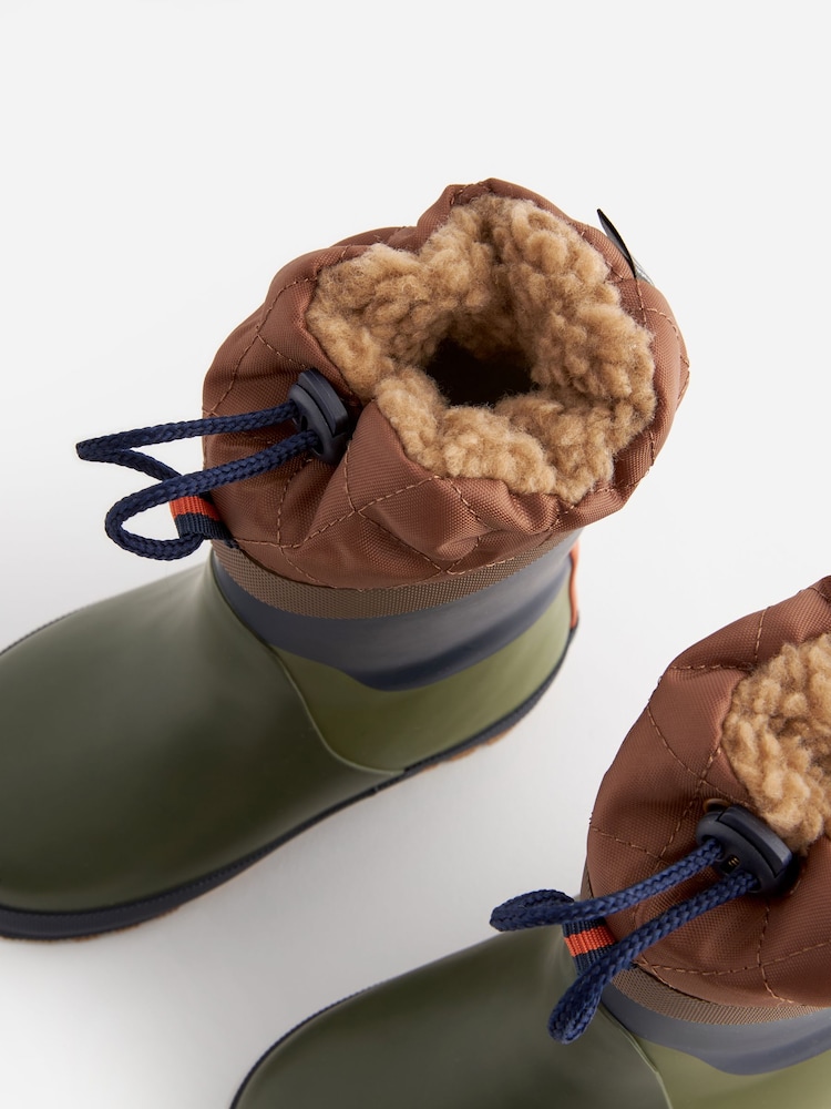 Khaki Green Thermal Thinsulate™ Lined Cuff Wellies - Image 3 of 7