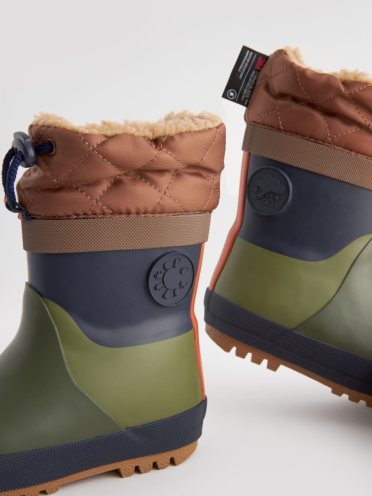 Khaki Green Thermal Thinsulate™ Lined Cuff Wellies - Image 5 of 7