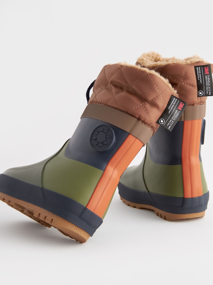 Khaki Green Thermal Thinsulate™ Lined Cuff Wellies - Image 6 of 7