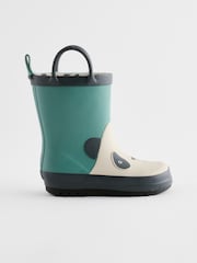 Blue/Cream Panda Handle Pull-On Wellies - Image 1 of 5