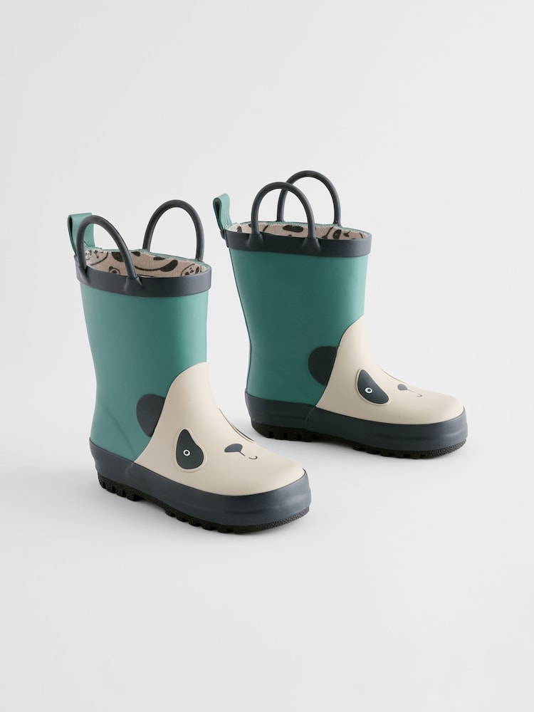 Blue/Cream Panda Handle Pull-On Wellies - Image 2 of 5