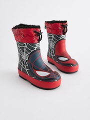 Red/Black Spider-Man Cuff Fleeced-Lined Wellies - Image 1 of 5