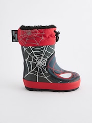 Red/Black Spider-Man Cuff Fleeced-Lined Wellies - Image 2 of 5