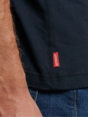 Superdry Eclipse Navy Cotton Vintage Logo Embroidered Henley Top - Image 5 of 5