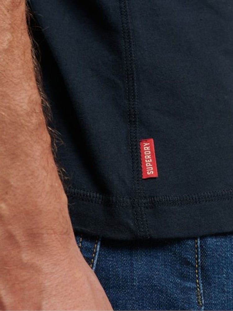 Superdry Eclipse Navy Cotton Vintage Logo Embroidered Henley Top - Image 5 of 5