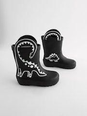 Black Colour Changing Dinosaur Handle Pull-On Wellies - Image 1 of 7